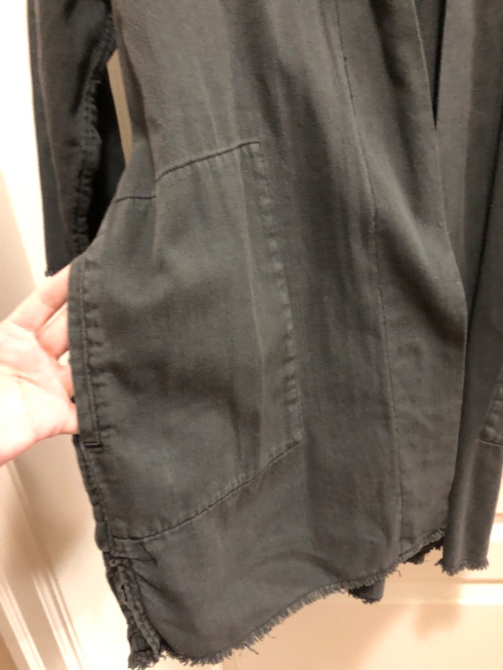 Wilfred cotton belted kimono sz Med frayed trim and sleeves - Picture 7 of 8